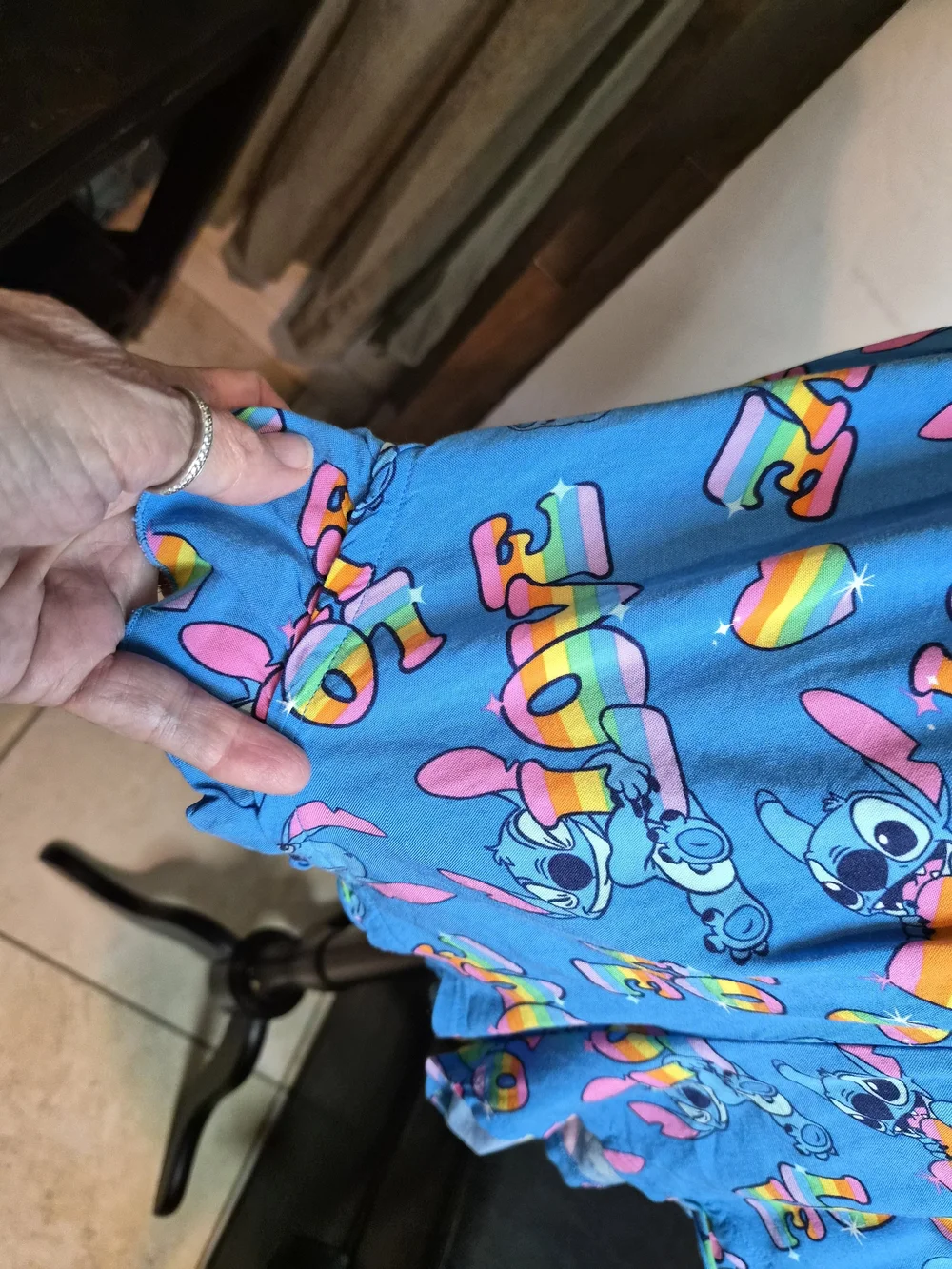 Disney Stitch 'Love' Rainbow Print Ruffle Sleep Shorts #0291 - Picture 3 of 5